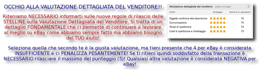 OCCHIO ALLA VALUTAZIONE DETTAGLIATA DEL VENDITORE!!!